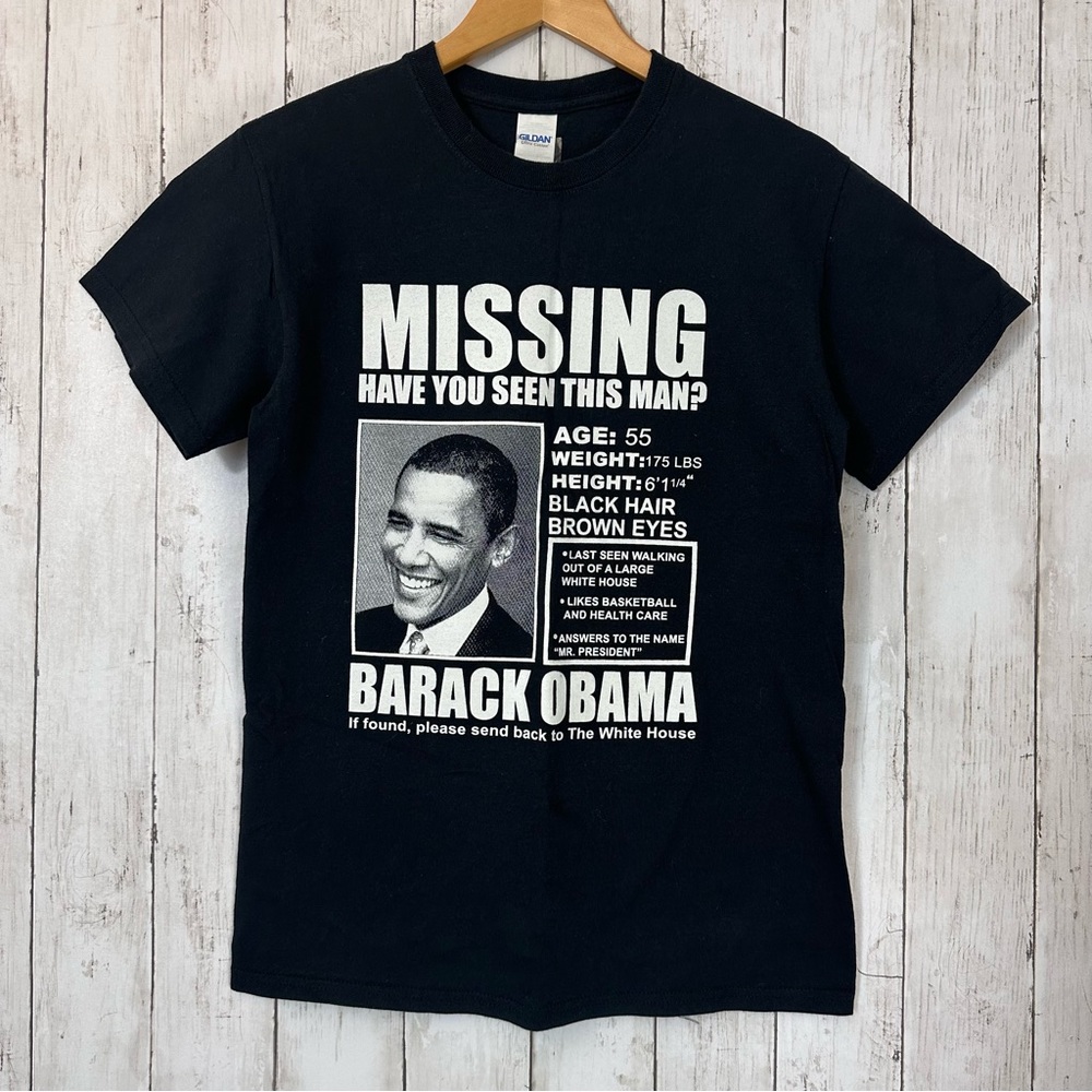 MISSING BARACK OBAMA men TSHIRT
